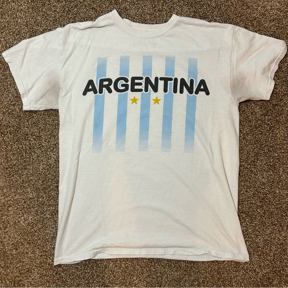 White Vintage Argentina Football T-shirt